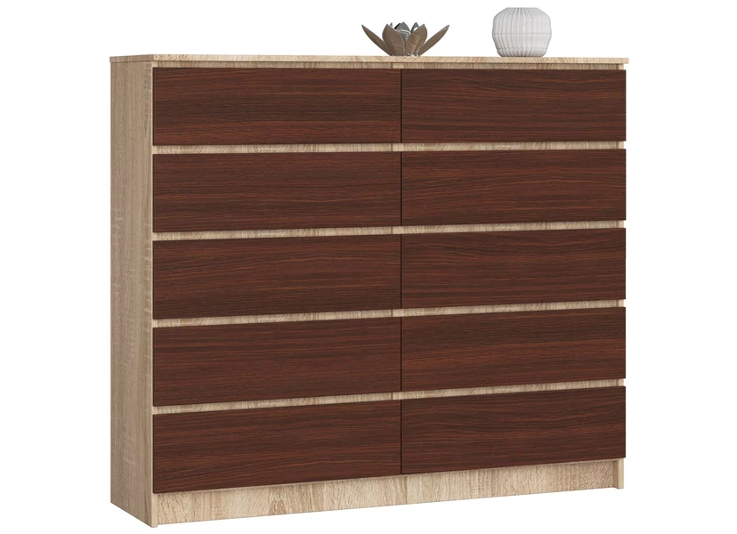 K140 Komód 10 fiókkal Sonoma tölgy / Wenge