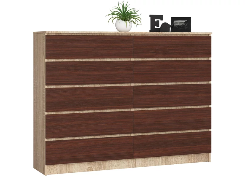 K160 Komód 10 fiókkal Sonoma tölgy / Wenge