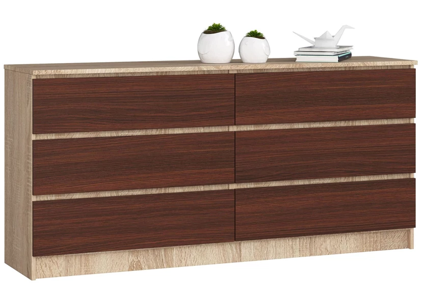 K160 Komód 6 fiókkal Sonoma tölgy / Wenge