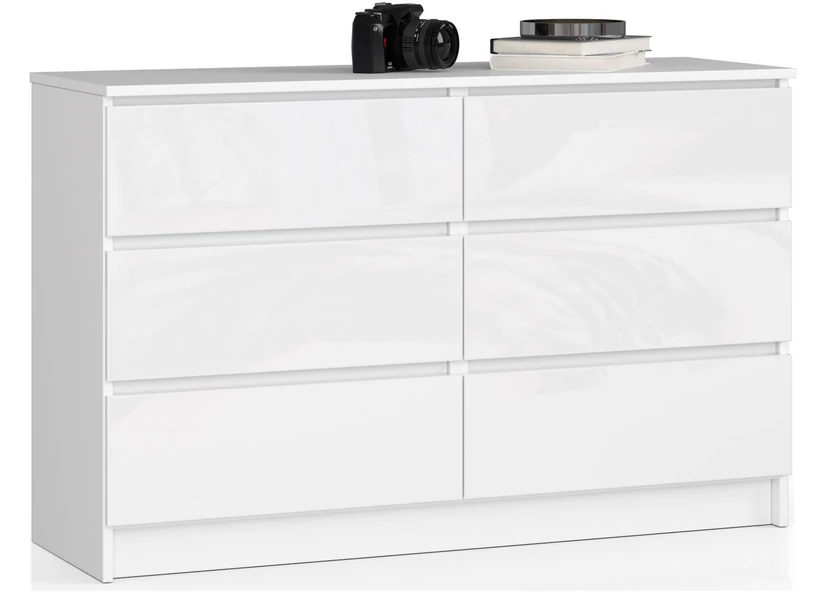 K120 Komód 6 fiókkal Fényes fehér
