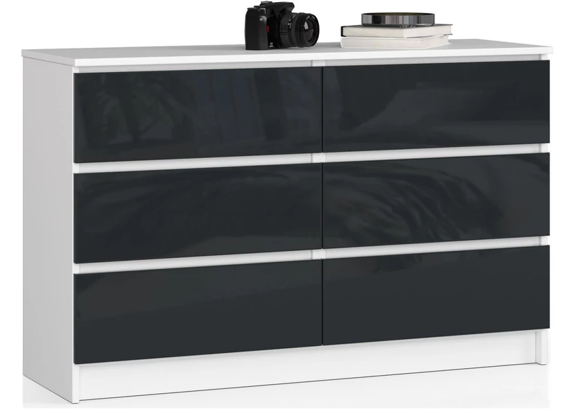 K120 Komód 6 fiókkal Fényes Grafit