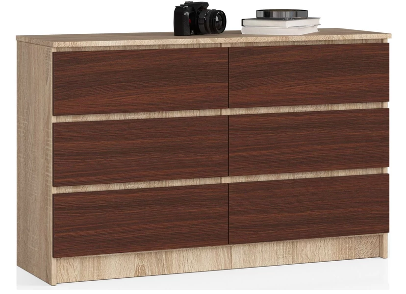 K120 Komód 6 fiókkal Sonoma tölgy / Wenge