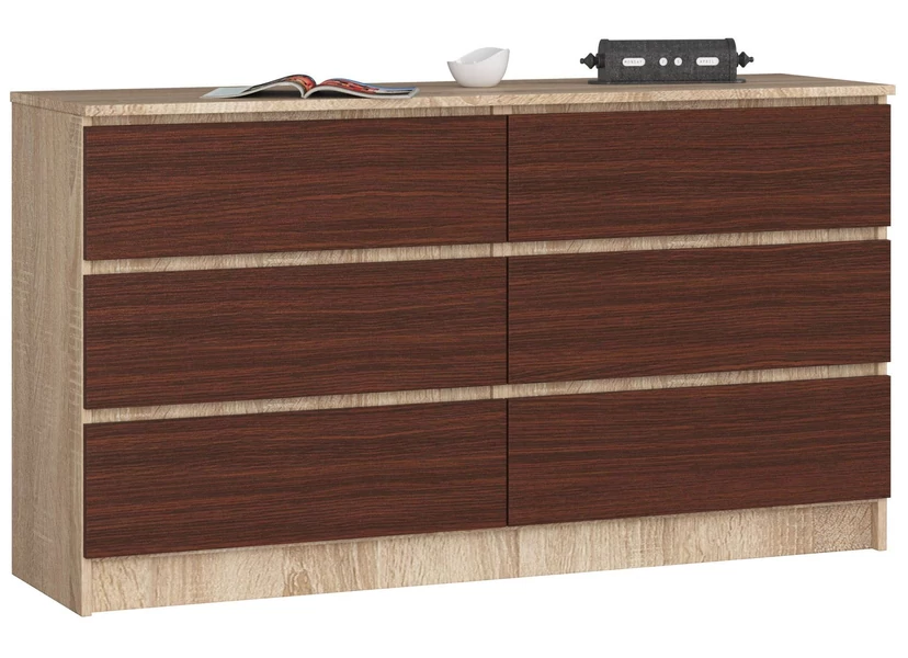 K140 Komód 6 fiókkal Sonoma tölgy / Wenge