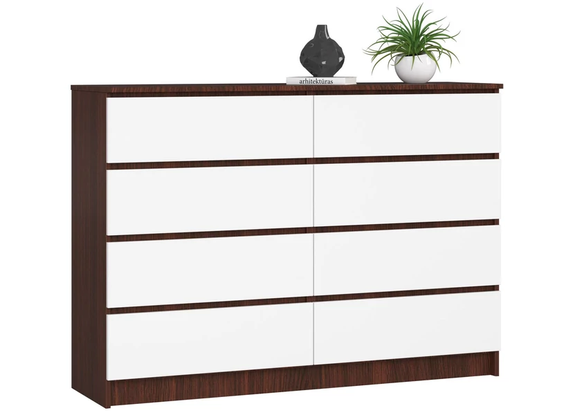 K140 Komód 8 fiókkal Wenge / Fehér