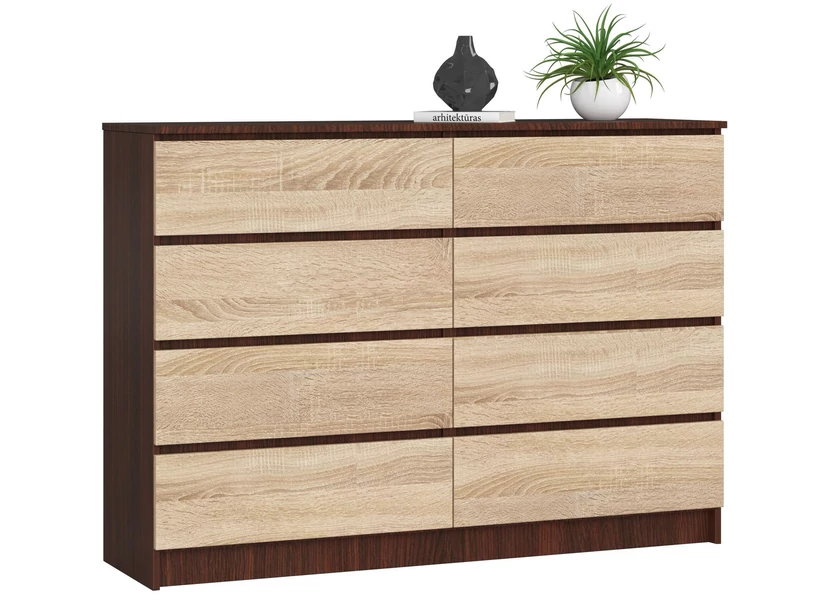 K140 Komód 8 fiókkal Wenge / Sonoma tölgy