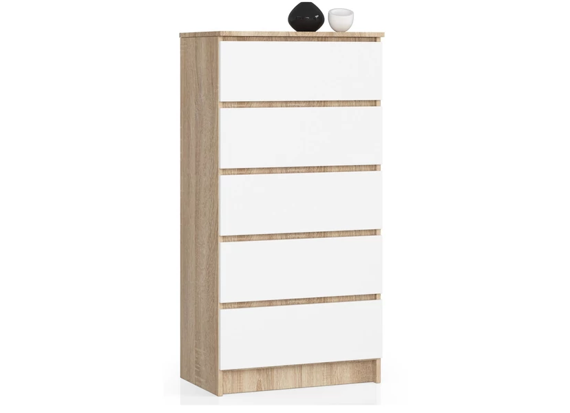 K60 Komód 5 fiókkal Sonoma tölgy / Fehér