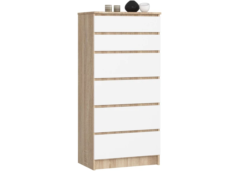 K60 Komód 6 fiókkal Sonoma tölgy / Fehér