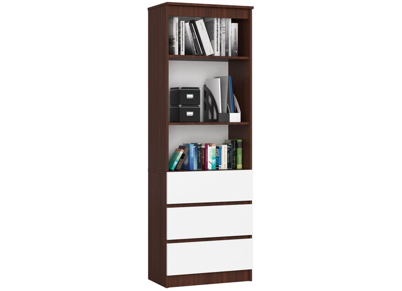 R60 Könyvespolc 3 fiókkal Wenge / Fehér