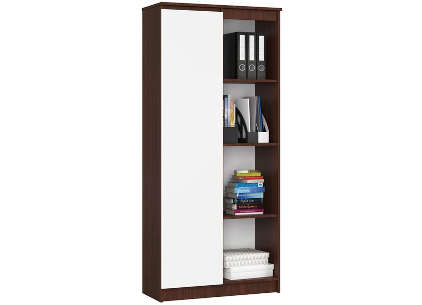 R80 Könyvespolc 1 ajtóval Wenge / Fehér