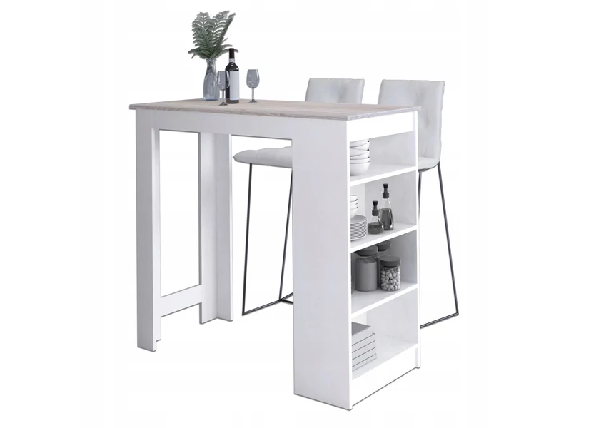 Bárasztal 115cm Fehér / Sonoma tölgy