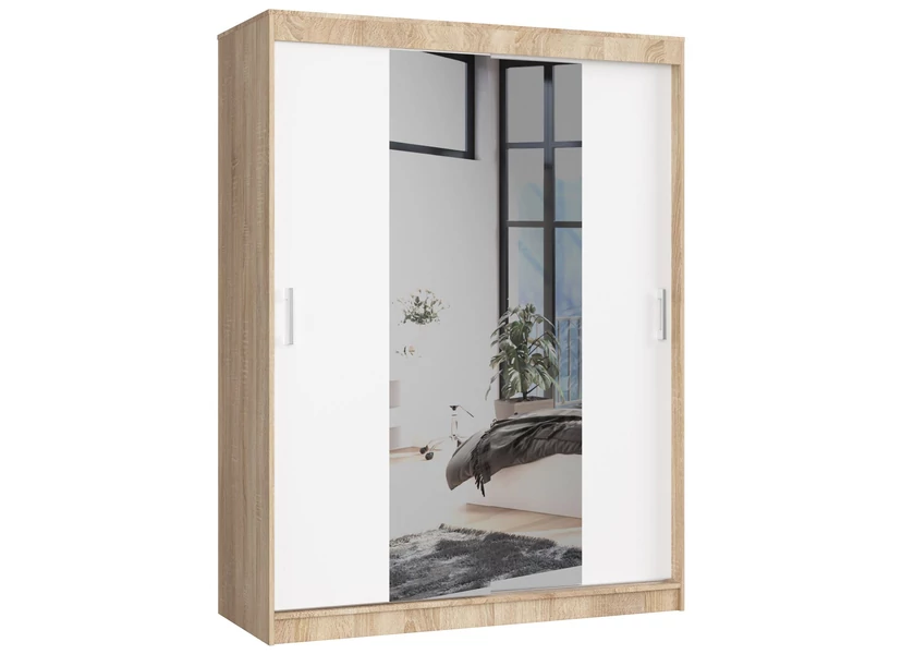 Tolóajtós Gardróbszekrény 150cm Sonoma tölgy / Fehér
