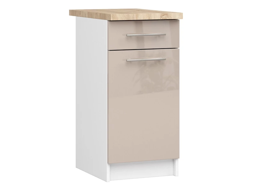 OLIWIA Alsószekrény 40cm 1 fiókkal Fehér / Fényes Cappuccino