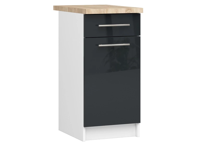 OLIWIA Alsószekrény 40cm 1 fiókkal Fehér / Fényes Grafit