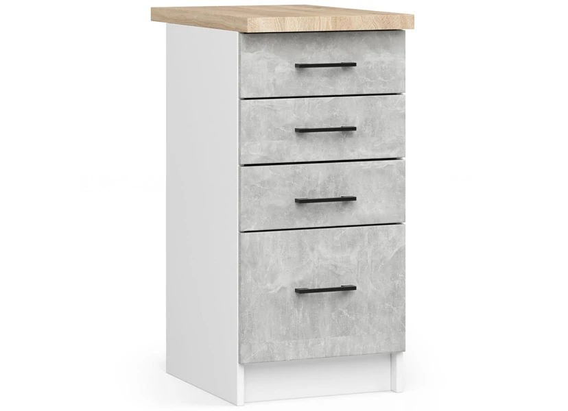 OLIWIA Alsószekrény 40cm 4 fiókkal Fehér / Beton