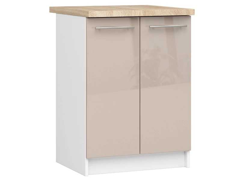OLIWIA Alsószekrény 60cm 2 ajtóval Fehér / Fényes Cappuccino