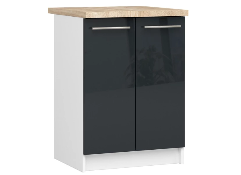 OLIWIA Alsószekrény 60cm 2 ajtóval Fehér / Fényes Grafit