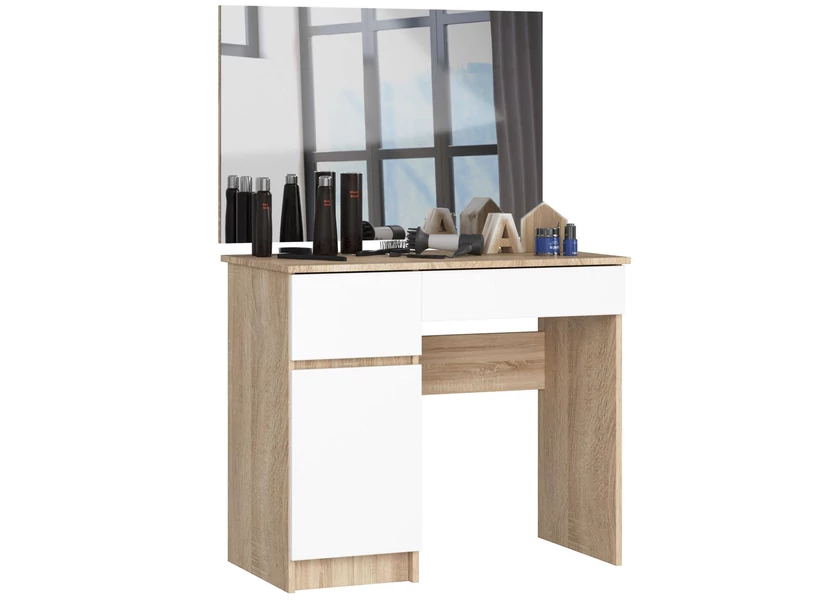 Fésülködőszekrény tükörrel P-2 / SL 900x600 Balos Sonoma tölgy / Fehér