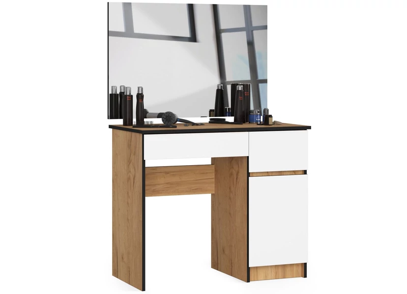 Fésülködőszekrény tükörrel P-2 / SL 900x600 Jobbos Craft Tölgy / Fehér