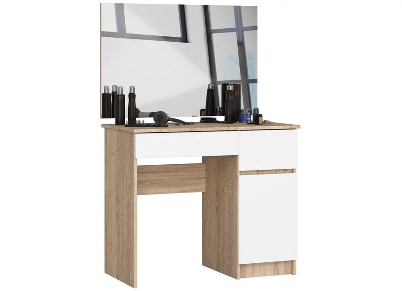 Fésülködőszekrény tükörrel P-2 / SL 900x600 Jobbos Sonoma tölgy / Fehér