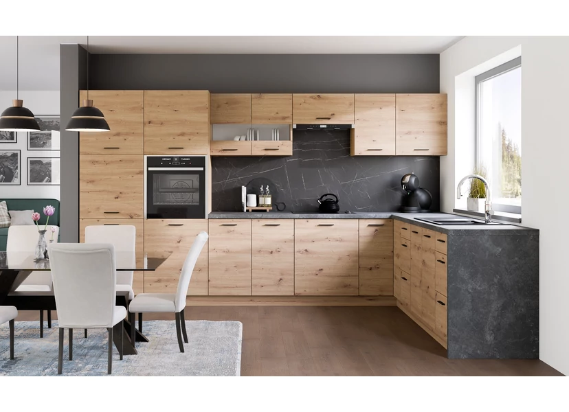 PATI Sarok Konyhablokk „L” alakú 350x250cm Cremona Torro tölgy színben