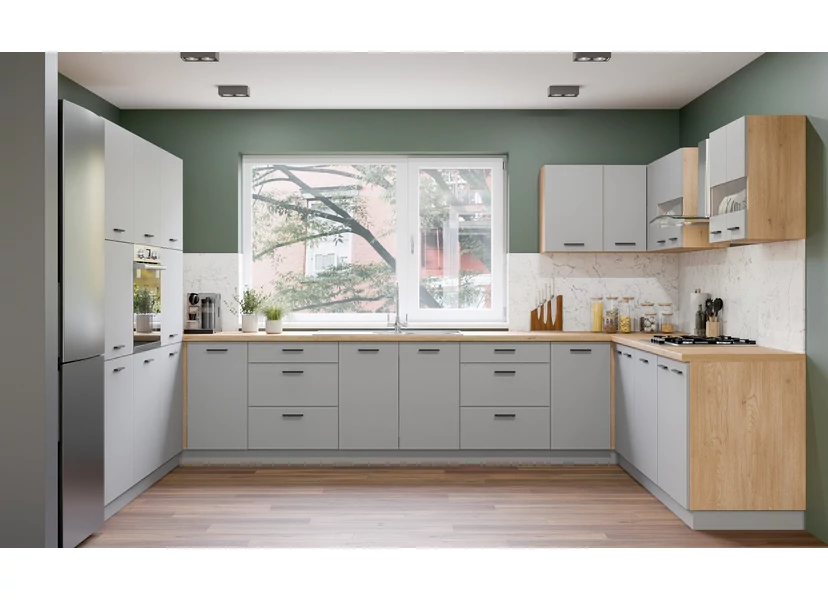 PATI „U” alakú Konyhablokk 240+400+240cm  Világos grafit  színben