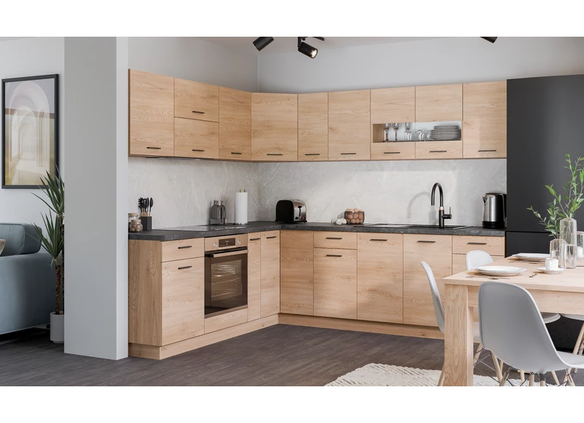 PATI Sarok Konyhablokk „L” alakú 220x250cm Cremona Torro tölgy színben