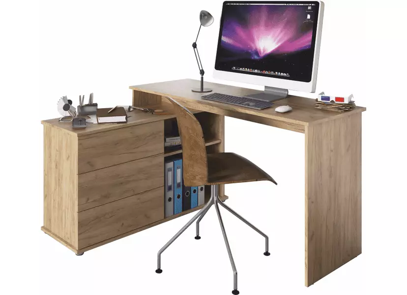 Univerzális sarok PC-asztal, tölgyfa artisan, TERINO