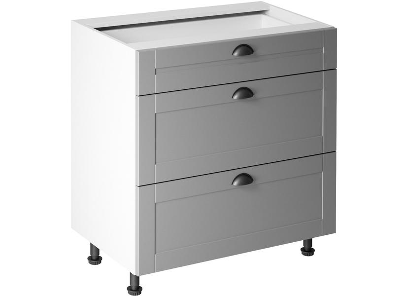 Linea Grey D80S3 alsó konyhaszekrény, szürke / fehér