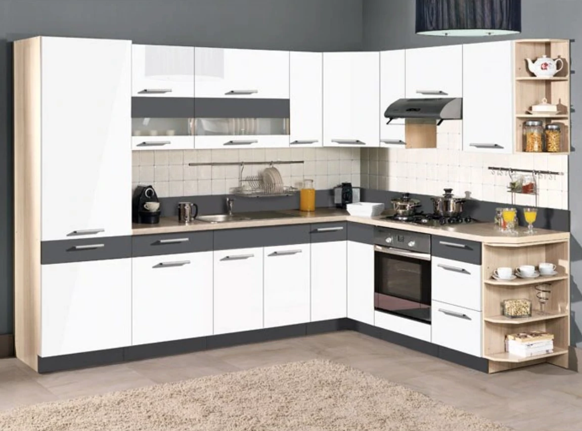 Modena 290x215 L alakú konyha grafit – fehér