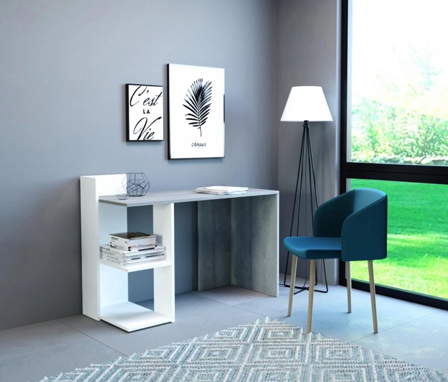 PACO 1 íróasztal beton / matt fehér