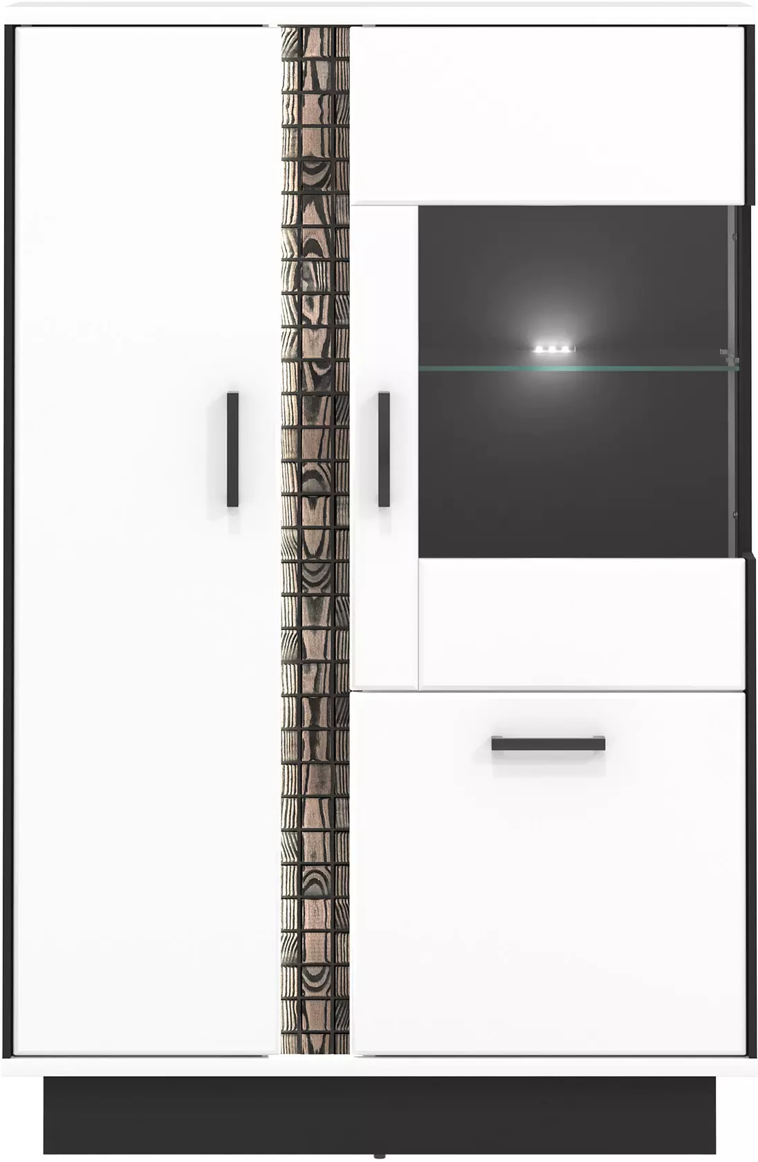 MARCO tálalószekrény 1 üvegezett és 2 normál ajtóval, beépített díszvilágítással