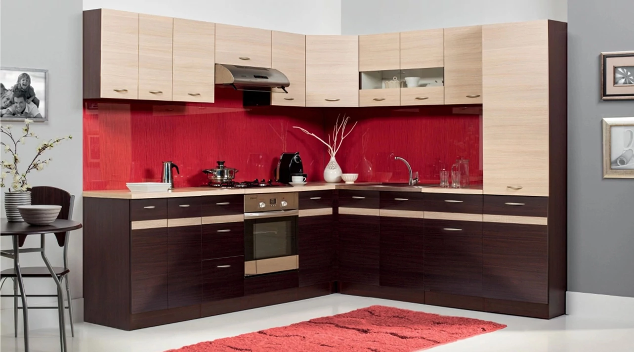JUNO ELENA 260x230 cm L alakú konyhablokk wenge