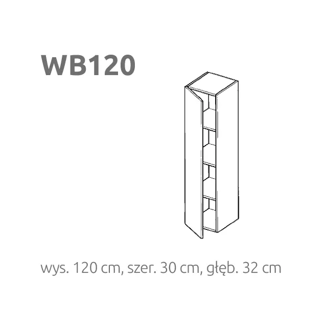 BRIKS Oldalra nyíló álló fali szekrény WB120 Prémium fronttal