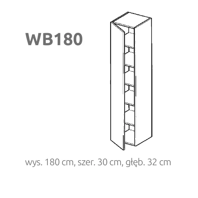 BRIKS Oldalra nyíló álló fali szekrény WB180 Prémium fronttal
