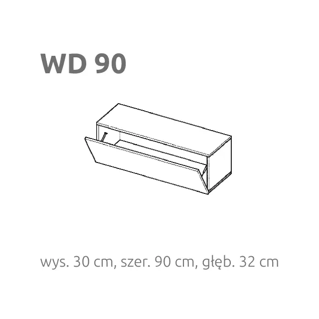 BRIKS Lefelé nyíló fekvő fali szekrény WD90 Prémium fronttal