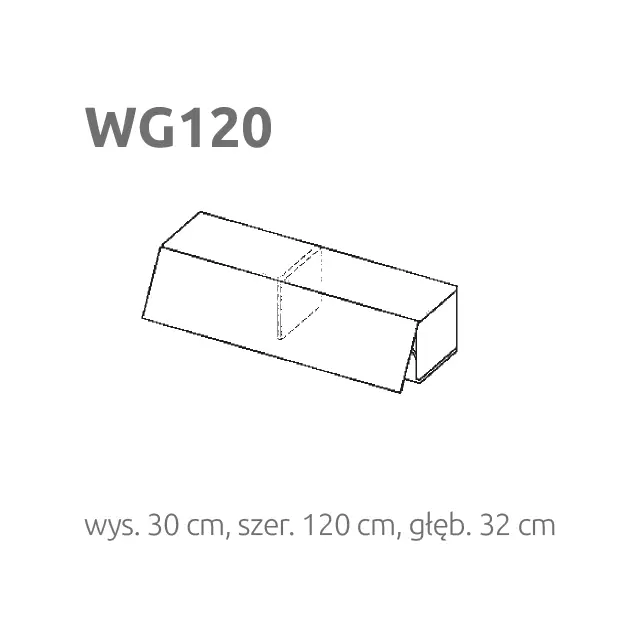BRIKS Felfelé nyíló fekvő fali szekrény WG120 Prémium fronttal