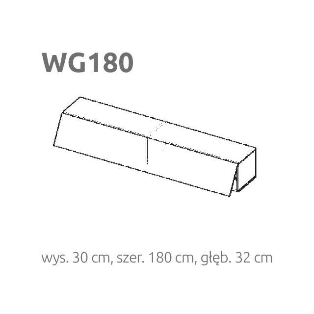 BRIKS Felfelé nyíló fekvő fali szekrény WG180 Prémium fronttal