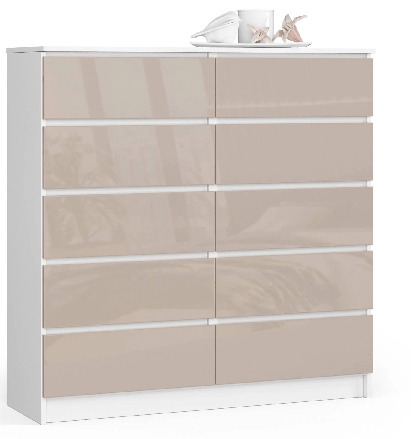 K120 Komód 10 fiókkal Fényes Cappuccino