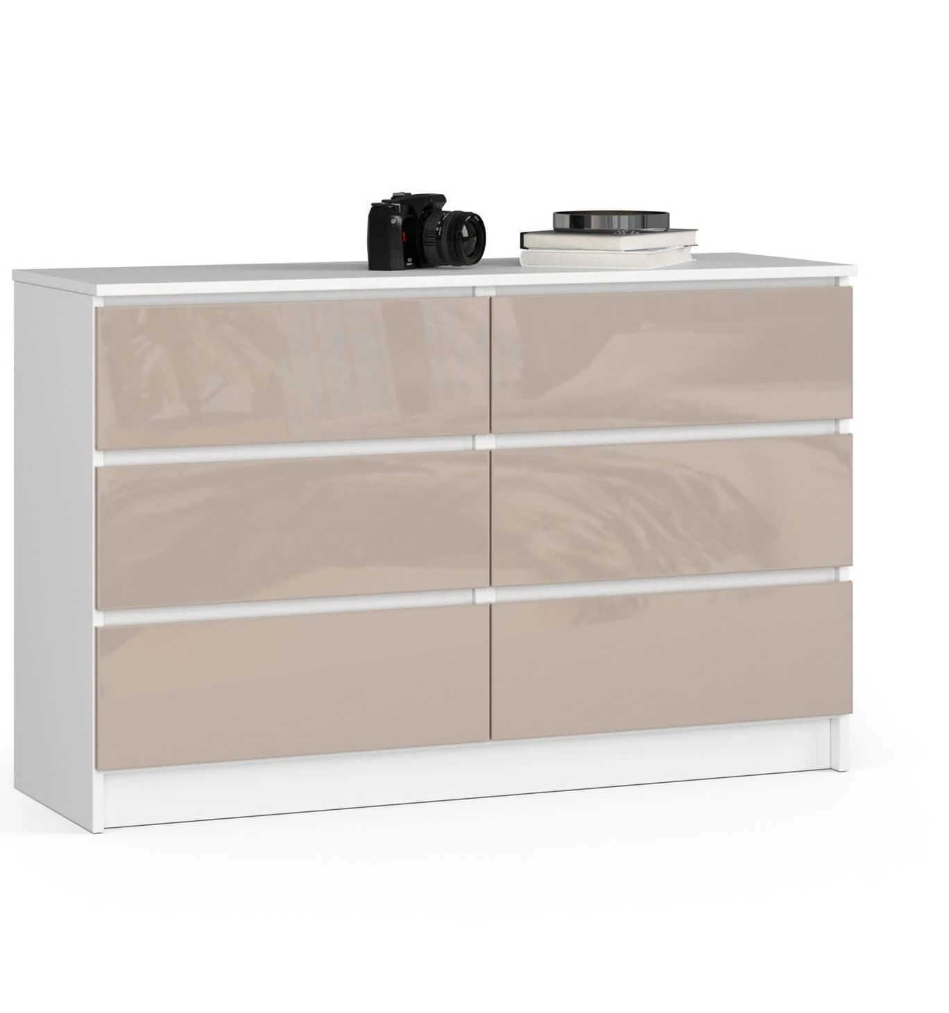 K120 Komód 6 fiókkal Fényes Cappuccino