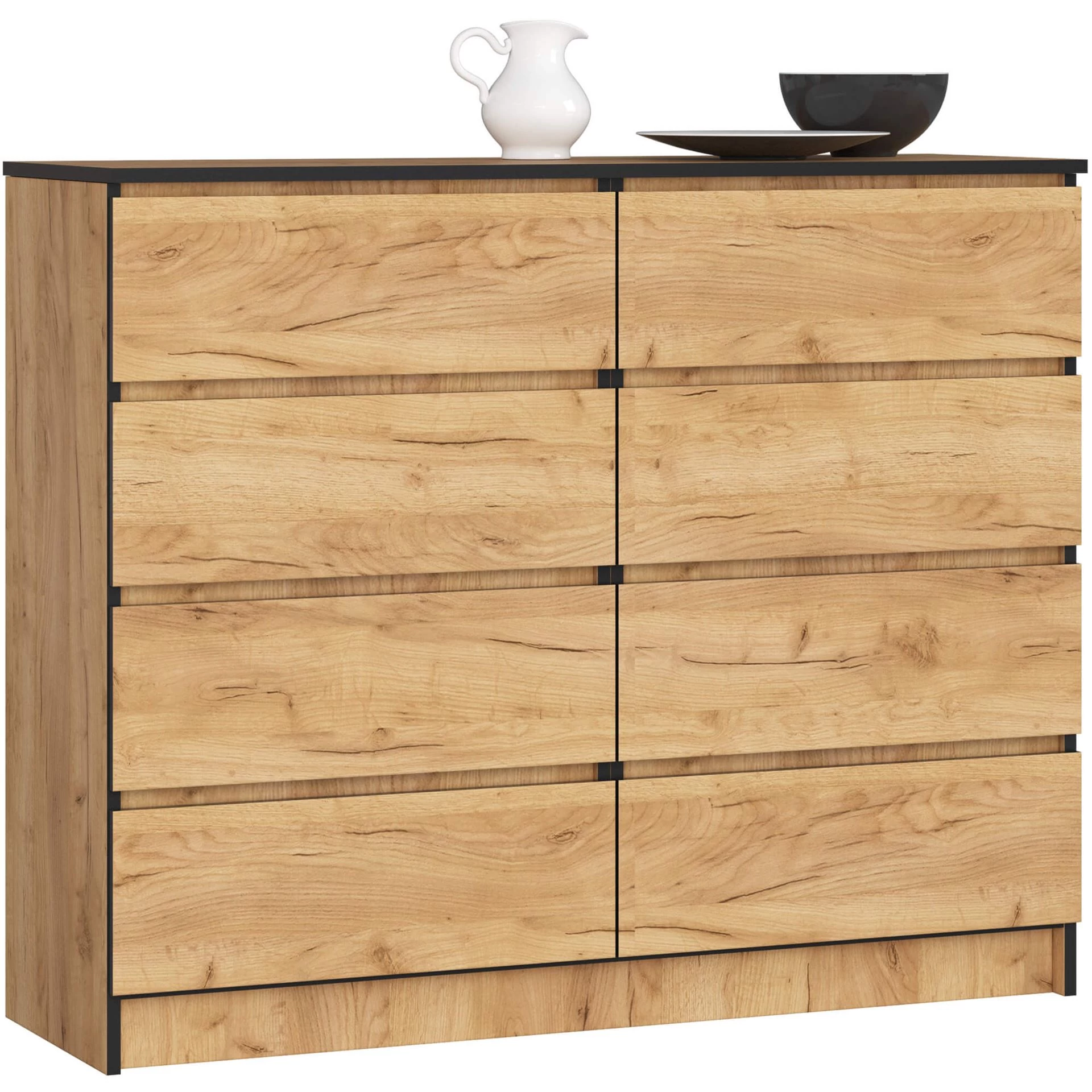 K120 Komód 8 fiókkal Craft Tölgy