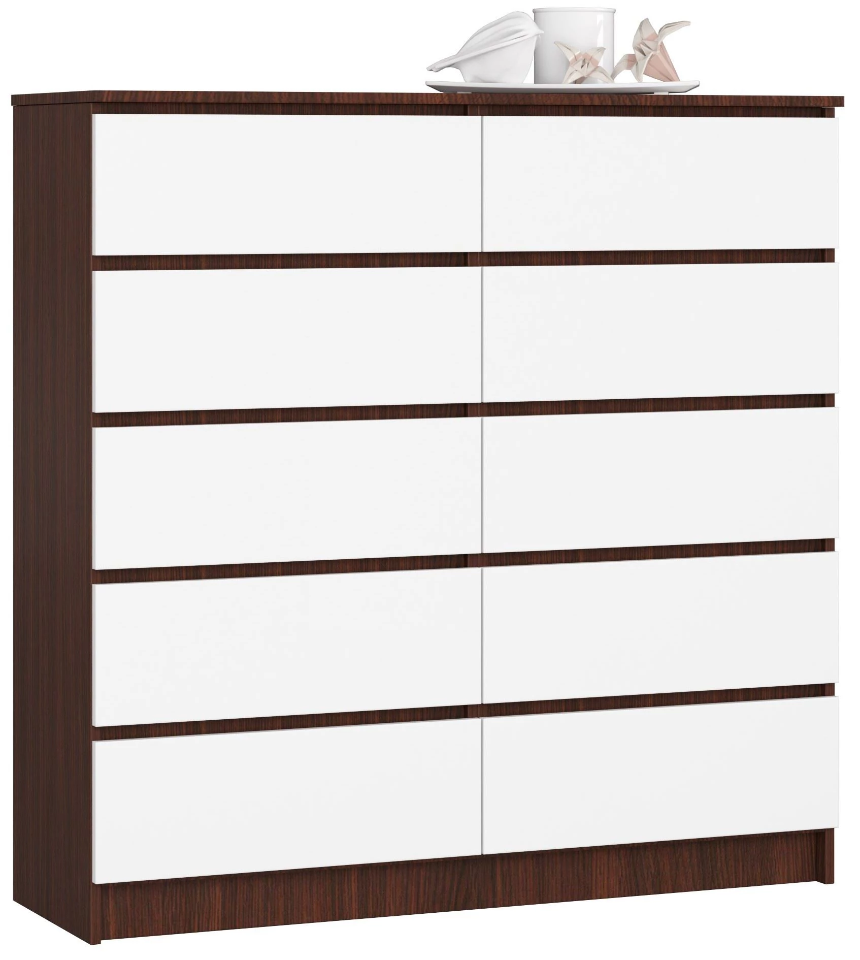 K120 Komód 10 fiókkal Wenge / Fehér