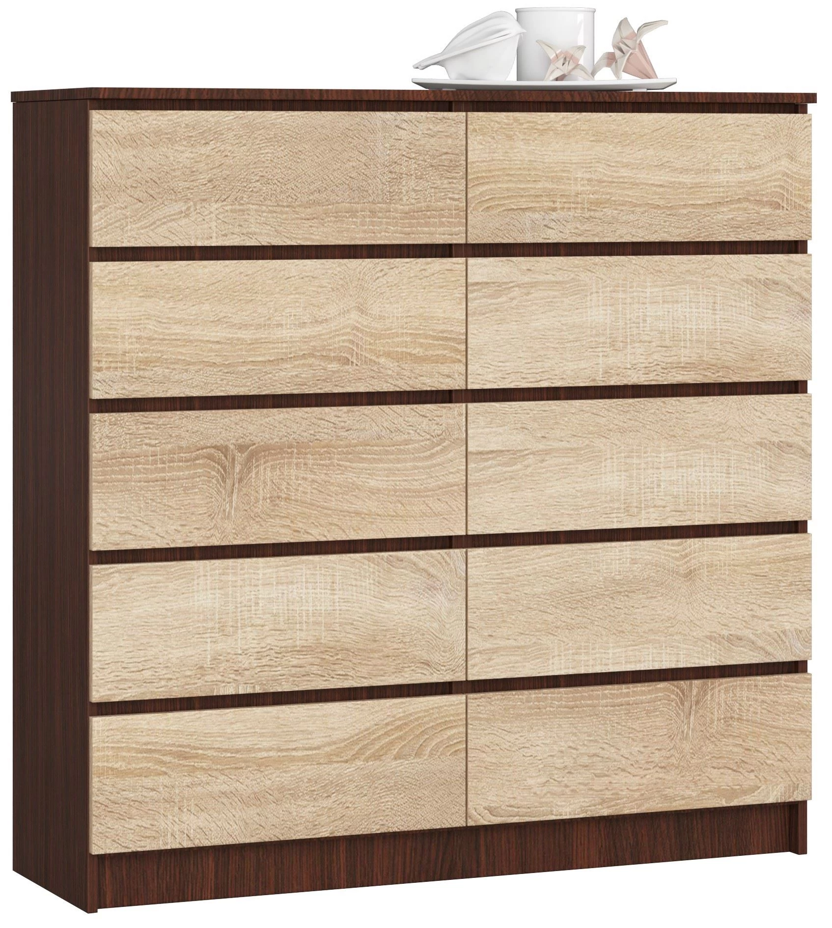K120 Komód 10 fiókkal Wenge / Sonoma tölgy