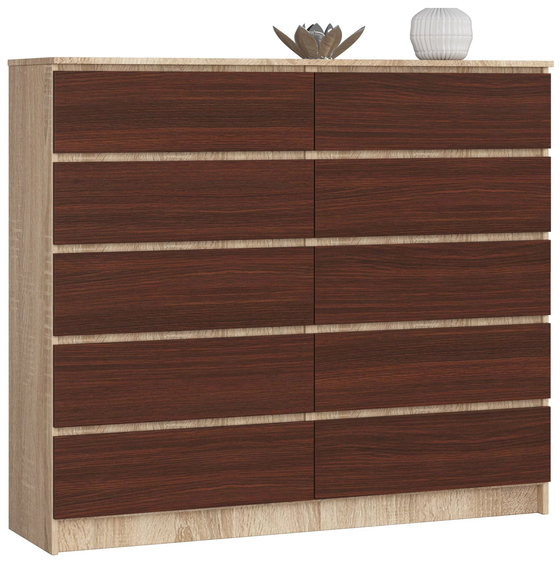 K140 Komód 10 fiókkal Sonoma tölgy / Wenge