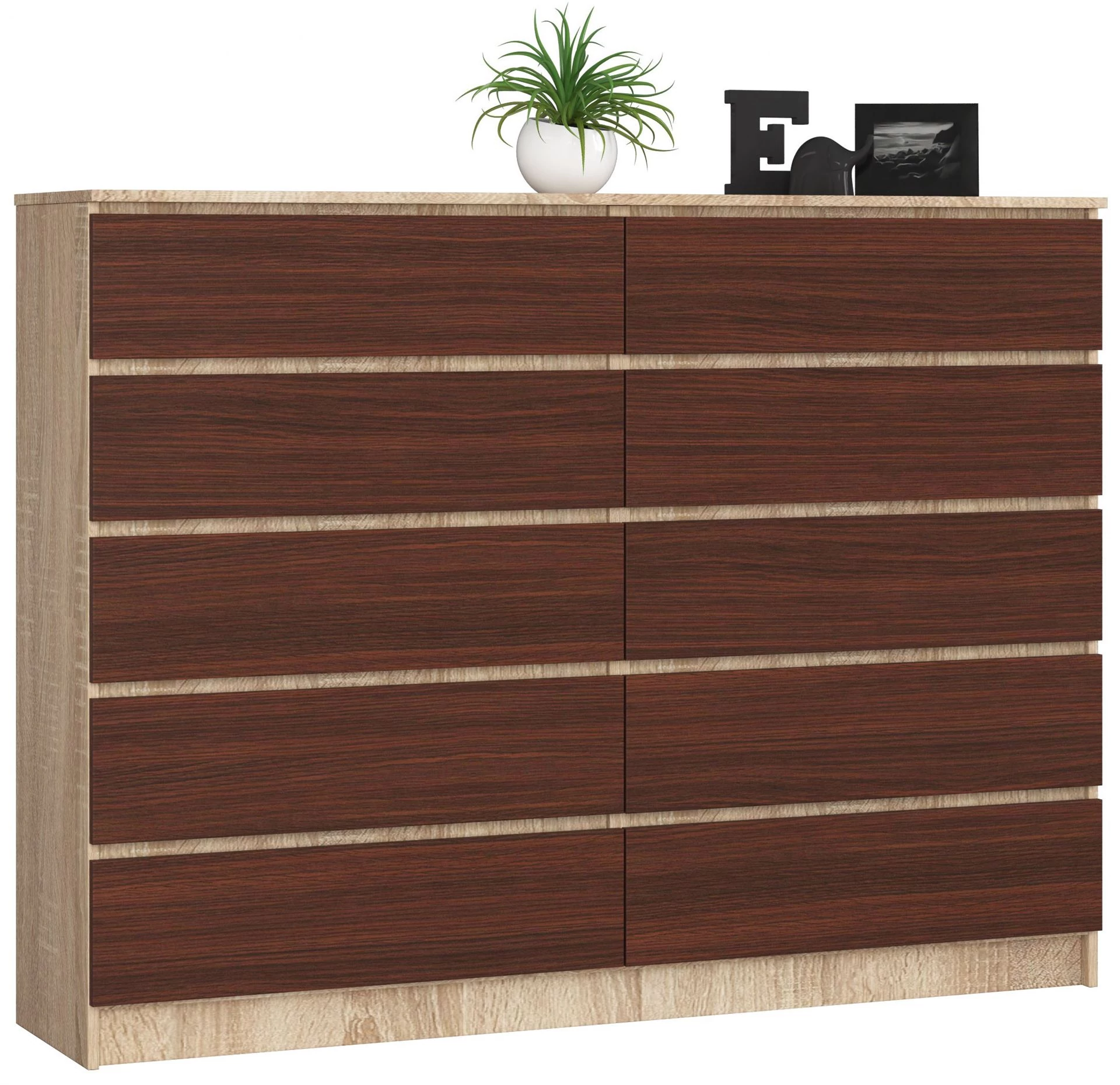 K160 Komód 10 fiókkal Sonoma tölgy / Wenge