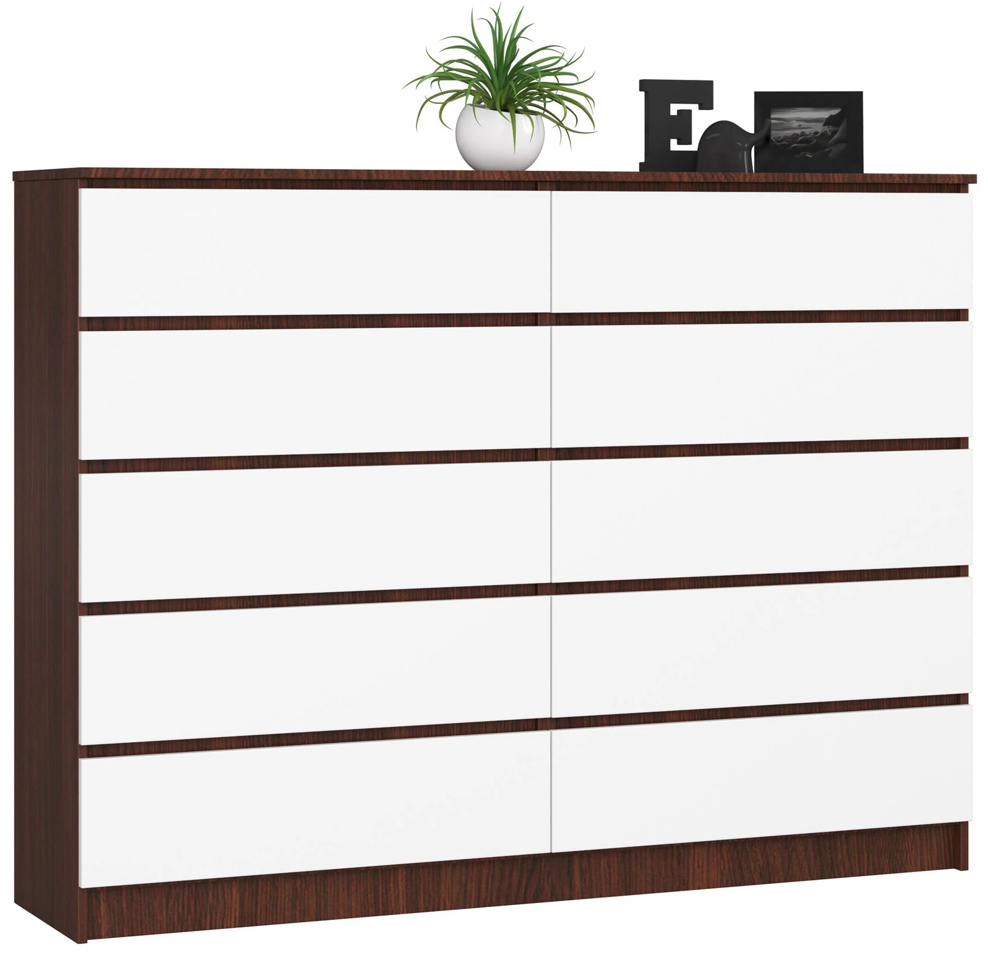 K160 Komód 10 fiókkal Wenge / Fehér