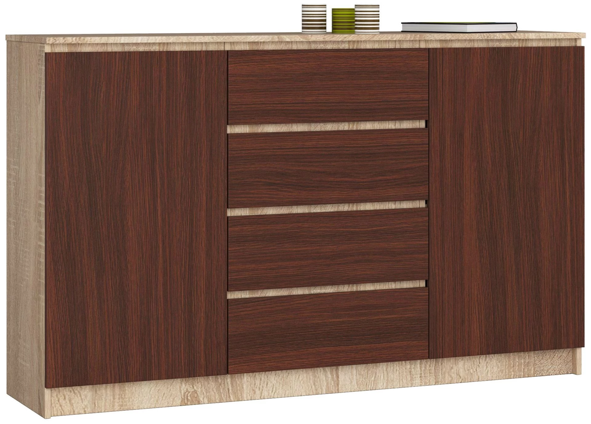 K160 Komód 2 ajtóval 4 fiókkal Sonoma tölgy / Wenge