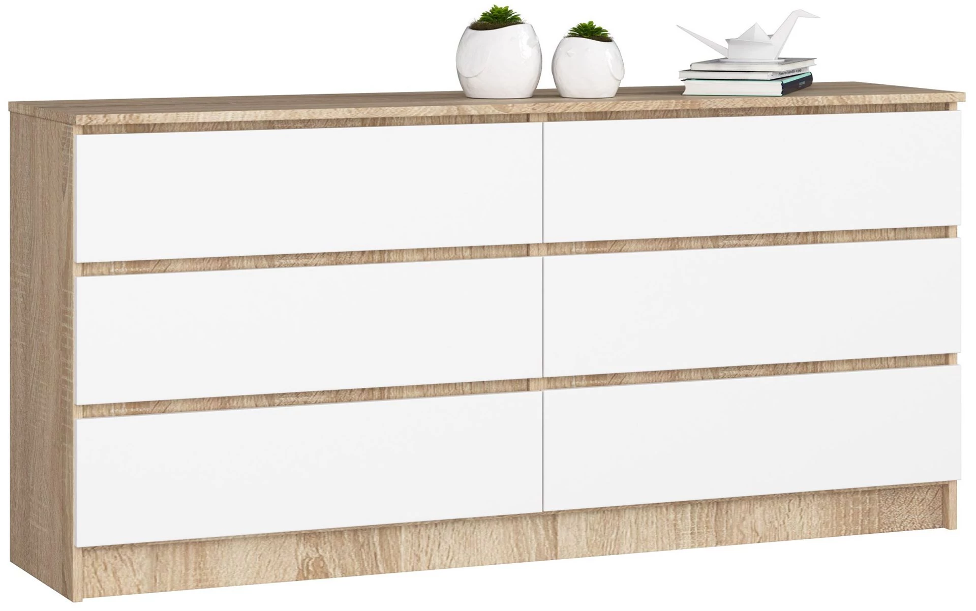 K160 Komód 6 fiókkal Sonoma tölgy / Fehér