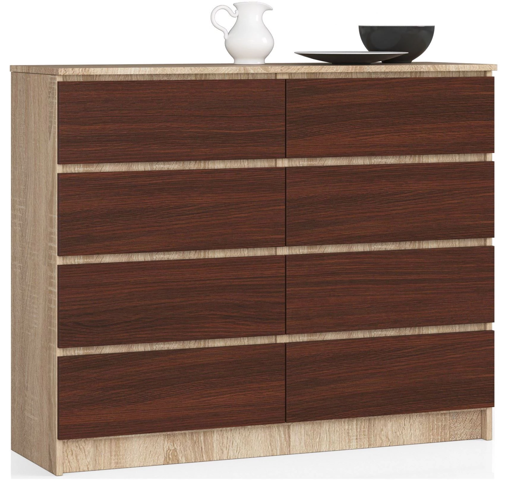 K120 Komód 8 fiókkal Sonoma tölgy / Wenge
