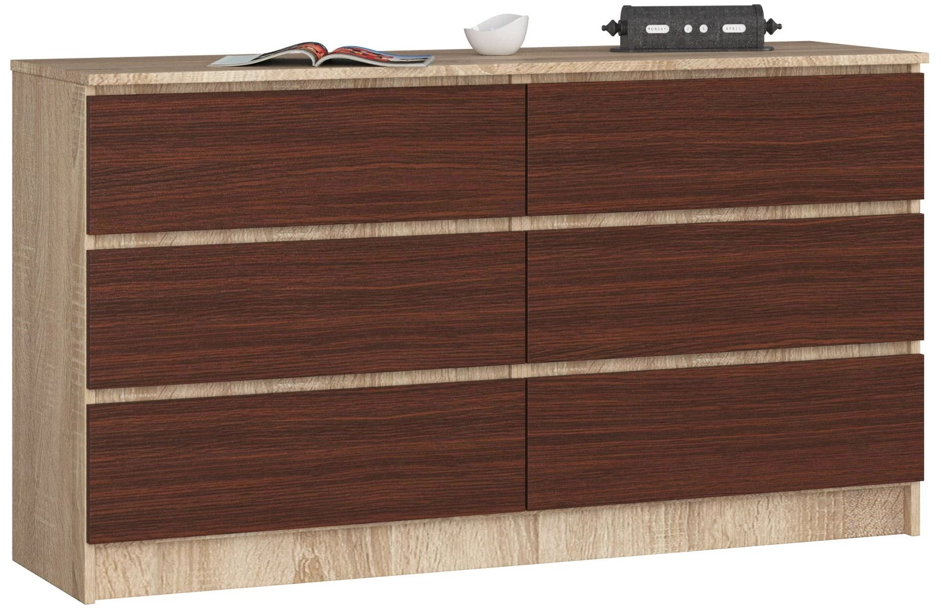 K140 Komód 6 fiókkal Sonoma tölgy / Wenge