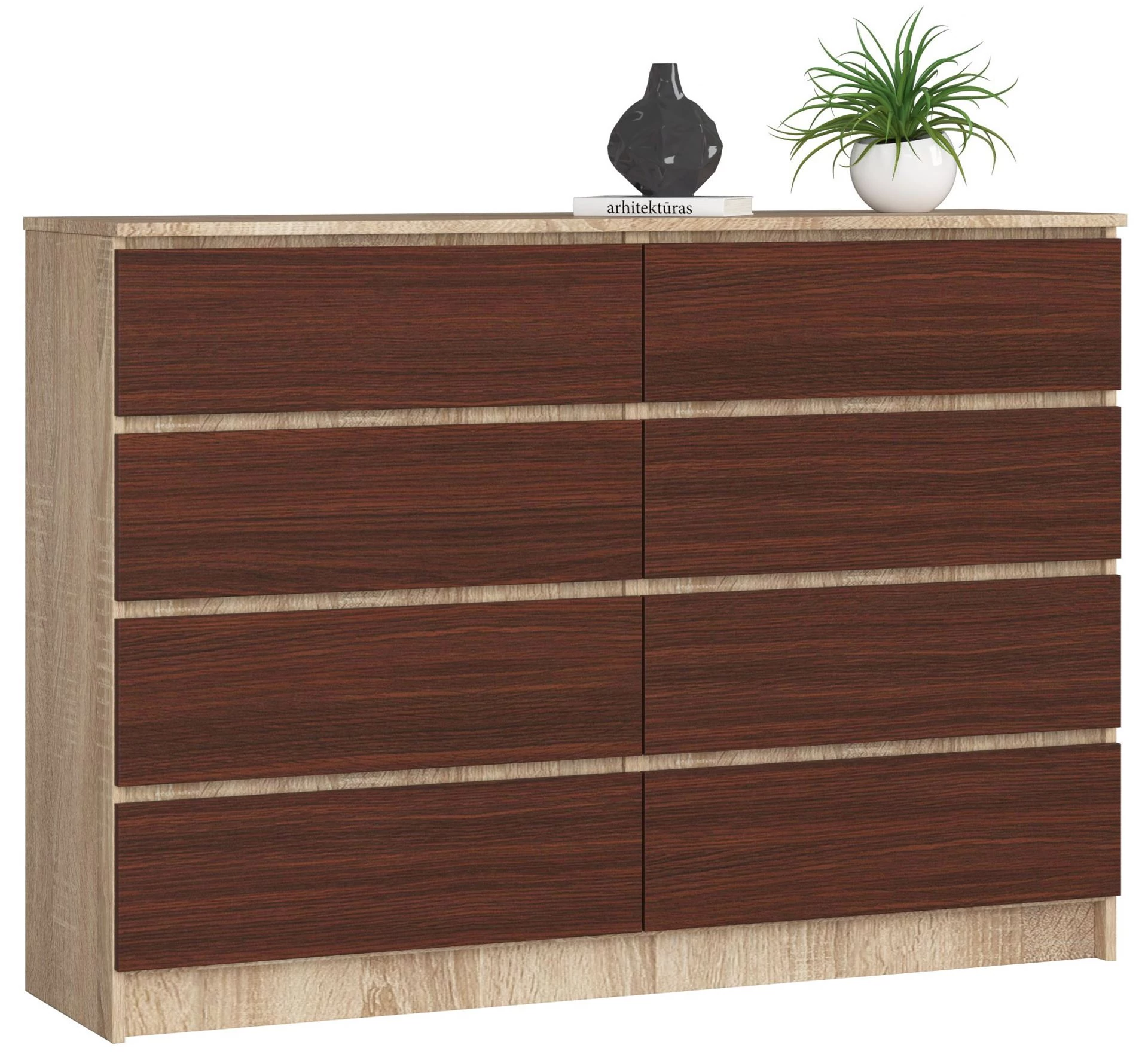 K140 Komód 8 fiókkal Sonoma tölgy / Wenge